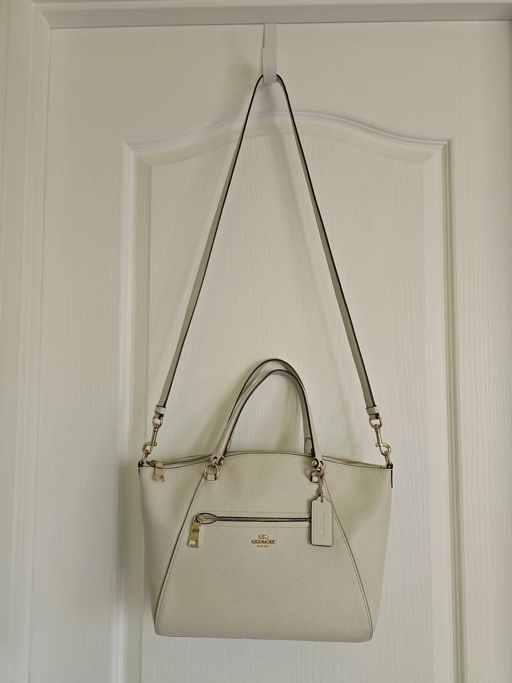 EUC Coach Prairie Satchel In Polished Pebble Leather - Chalk White, Style 58874